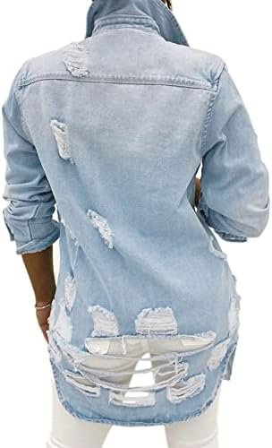sexycherry Denim Jacket for Women Long Sleeve Classic Trucke...