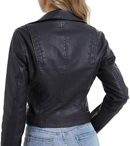 DIASHINY Faux Leather Jacket For Women Crop Short Cropped PU...