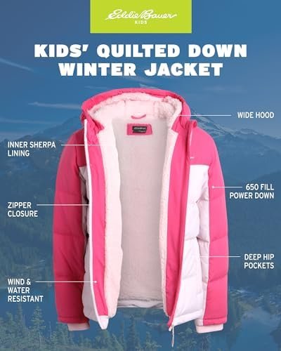 Eddie Bauer Girls' Winter Jacket - Heavyweight Quilted Down ...