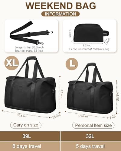 Expandable Travel Duffle Bags Weekender Overnight Bags for W...