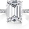 AINUOSHI 6 Carats Emerald Cut Cubic Zirconia CZ Rhodium Plat...