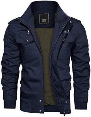 CRYSULLY Men's Spring Fall Casual Windbreaker Jacket Cargo S... CRYSULLY Men's Spring Fall Casual Windbreaker Jacket Cargo S...