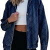 Sidefeel Women's Jean Jacket Long Sleeve Zimbaplatinum Overs...