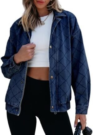 Sidefeel Women's Jean Jacket Long Sleeve Zimbaplatinum Overs... Sidefeel Women's Jean Jacket Long Sleeve Zimbaplatinum Overs...