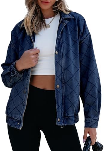 Sidefeel Women's Jean Jacket Long Sleeve Zimbaplatinum Overs...