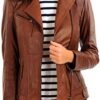 KYZER KRAFT Womens Leather Jacket Bomber Motorcycle Biker Re...