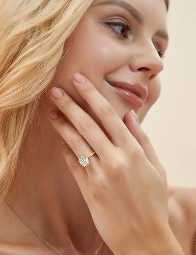 EAMTI 3CT 925 Sterling Silver Engagement Rings Oval Cut Soli...