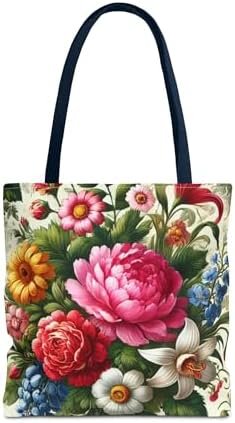 Floral Tote Bag for Women, Elegant Flower Pattern Reusable S... Floral Tote Bag for Women, Elegant Flower Pattern Reusable S...