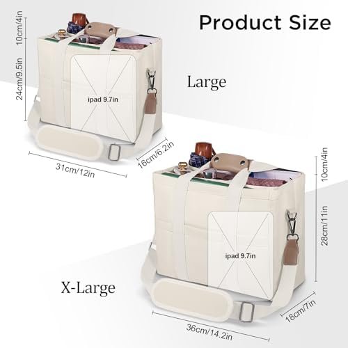 Canvas Tote Bag with Multi Pockets Crossbody Tote Bag for Wo...