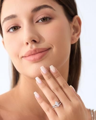 Michooyel S925 1.5ct Marquise Cut 2in1 Engagement Rings For ...