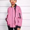 Arshiner Girls Bomber Jacket Casual Coat Zip Up Outerwear wi...