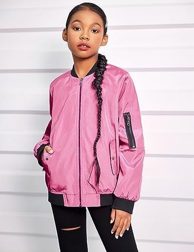 Arshiner Girls Bomber Jacket Casual Coat Zip Up Outerwear wi...