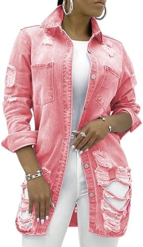 sexycherry Denim Jacket for Women Long Sleeve Classic Trucke... sexycherry Denim Jacket for Women Long Sleeve Classic Trucke...