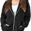 Girls Oversized Full Zip Hoodie Casual Long Sleeve Sweatshir...