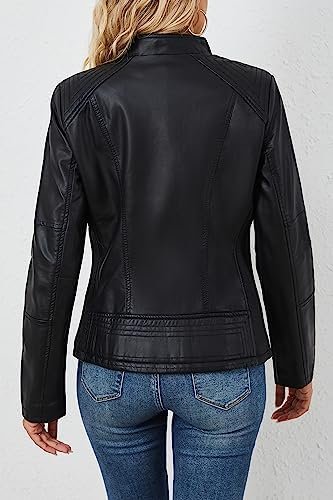 Bellivera Faux Leather Jacket Women Motorcycle Zipper Bomber...