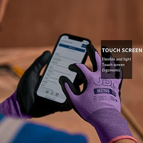 JDL Work Gloves Women men Microfoam Nitrile Coated Gloves 3/...