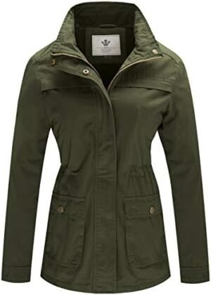 WenVen Women's Casual Military Jacket Cotton Stand Collar Ut... WenVen Women's Casual Military Jacket Cotton Stand Collar Ut...