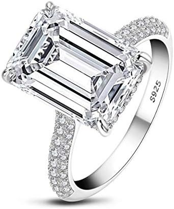 AINUOSHI 6 Carats Emerald Cut Cubic Zirconia CZ Rhodium Plat...
