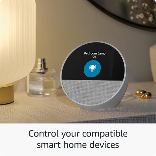Amazon Echo Spot (newest model), Great for nightstands, offi...