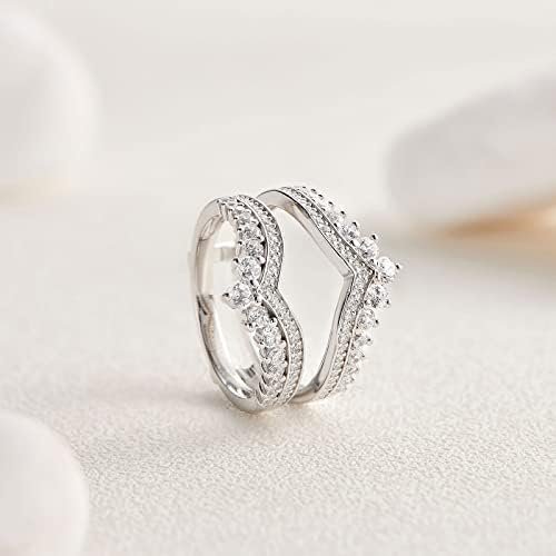 Newshe Jewellery Cubic Zirconia Wedding Bands for Women Crow...