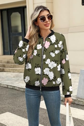 Zeagoo Women's Bomber Jacket Casual Coat Zip Up Outerwear Wi...