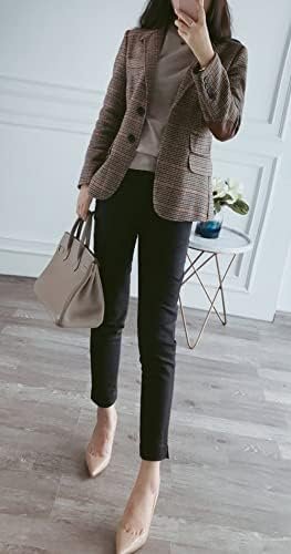 CHARTOU Women's Chic Lapel Collar Plaid 2-Button Business Wo...