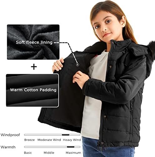 FARVALUE Girls' Winter Coats Thicken Fleece Lined Padded Hoo...