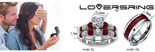 LOVERSRING Couple Ring Bridal Set His Hers White Gold Plated...