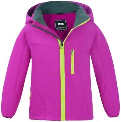 M2C Boys Girls Hooded Windbreaker Fleece Lined Softshell Jac...