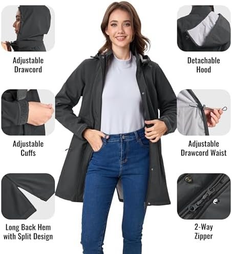 MAGCOMSEN Women's Long Fleece Lined Jackets Warm Winter Wind...