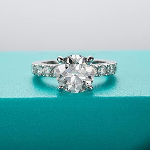 AnuClub Moissanite Engagement Ring, Total 4.3cttw D Color Ro...