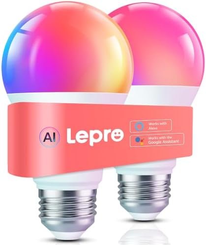 Lepro B1 AI Smart Light Bulbs - WiFi & Bluetooth RGBWW Color...