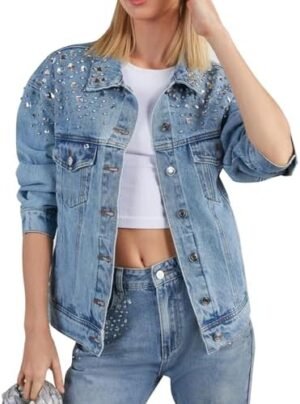 Kedera Jean Jacket Women Trendy 2025 Embellished Button Down... Kedera Jean Jacket Women Trendy 2025 Embellished Button Down...