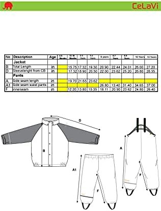 CeLaVi European Kids Rain and Snow Suit for Boys Girls with ...