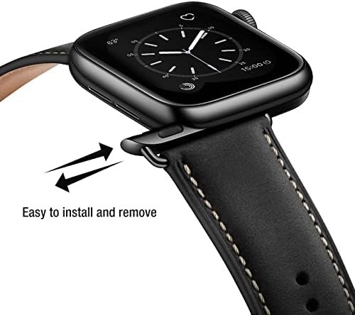 SUNFWR Leather Bands Compatible with Apple Watch Band 42mm 4...