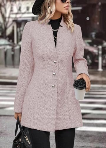 chouyatou Women's Business Casual Herringbone Wool Coat Butt...