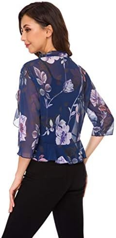 Women's Open Front Cropped Cardigan 3/4 Sleeve Casual Shrugs...