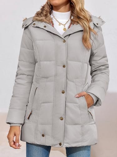 Remikstyt Womens Coats Winter Zipper Hooded Faux Fur Inside ...