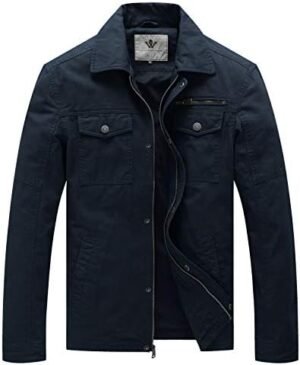 WenVen Men's Casual Canvas Cotton Military Lapel Jacket WenVen Men's Casual Canvas Cotton Military Lapel Jacket