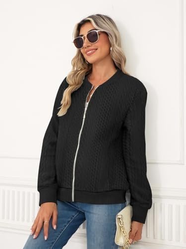 Women's Full Zip Sweatshirt Jacket Stand Collar Hoodless Out...