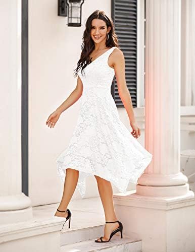 Meetjen Women's Lace Cocktail Party Dress 2025 Handkerchief ...