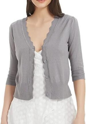Women's Short Sleeve Cropped Cardigan Button Down Sweater Li... Women's Short Sleeve Cropped Cardigan Button Down Sweater Li...