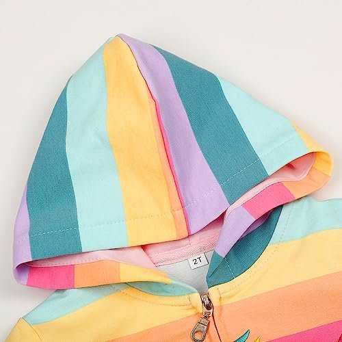 RETSUGO Girls Zip Up Hoodie Jacket Toddler Unicorn Rainbow S...