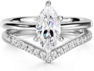 Michooyel S925 1.5ct Marquise Cut 2in1 Engagement Rings For ... Michooyel S925 1.5ct Marquise Cut 2in1 Engagement Rings For ...