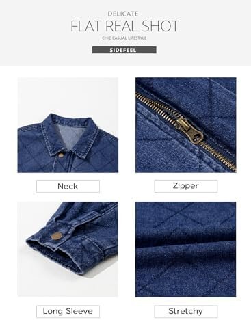 Sidefeel Women's Jean Jacket Long Sleeve Zimbaplatinum Overs...