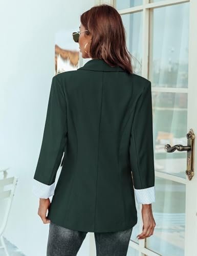 Genhoo Blazer Jackets for Women Open Front Long Sleeve Work ...
