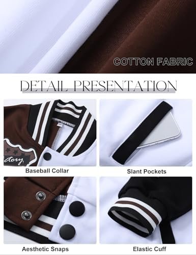 COZYPOIN Women's Varsity Jacket Cropped Letterman Jacket Lig...