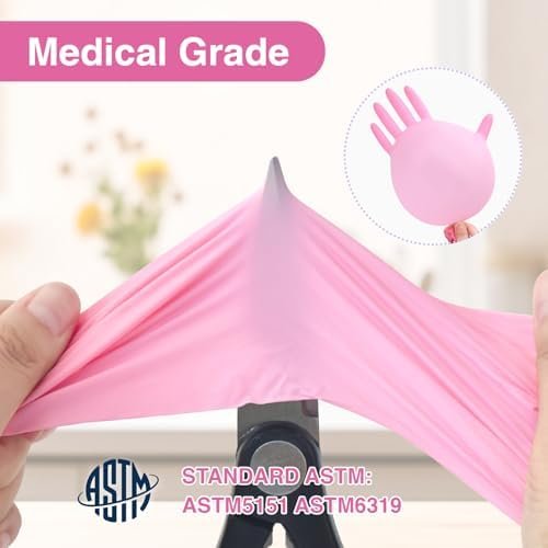 Schneider Nitrile Exam Gloves, 4 Mil Pink Disposable Gloves,...