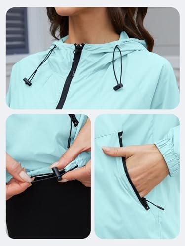 Rain Jacket Women Waterproof Packable Raincoat With Pocket L...