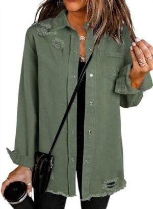 Dokotoo Women's Oversized Denim Jacket Casual Long Sleeve De... Dokotoo Women's Oversized Denim Jacket Casual Long Sleeve De...